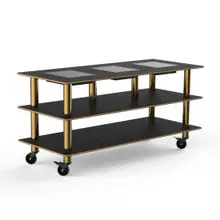 Mogogo - Modular 71" x 29.5" x 35" Marble Black / Brushed Brass Triple Warming Unit W/ Casters - MGCMLD07MBXW