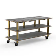 Mogogo - Modular 71" x 29.5" x 35" Grey Slate / Brushed Brass Triple Warming Unit W/ Casters - MGCMLD07GBXW