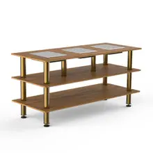 Mogogo - Modular 71" x 29.5" x 35" Bamboo / Brushed Brass Triple Warming Unit - MGCMLD07BBXF