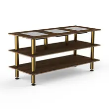 Mogogo - Modular 71" x 29.5" x 35" Mango Wood / Brushed Brass Triple Warming Unit - MGCMLD07WBXF