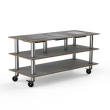 Mogogo - Modular 71" x 29.5" x 35" Grey Slate / Brushed Stainless Steel Triple Warming Unit W/ Casters - MGCMLD07GSXW
