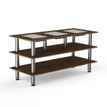 Mogogo - Modular 71" x 29.5" x 35" Mango Wood / Brushed Stainless Steel Triple Warming Unit - MGCMLD07WSXF