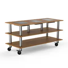 Mogogo - Modular 71" x 29.5" x 35" Bamboo / Brushed Stainless Steel Triple Warming Unit W/ Casters - MGCMLD07BSXW