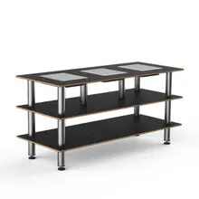 Mogogo - Modular 71" x 29.5" x 35" Black Marble / Brushed Stainless Steel Triple Warming Unit - MGCMLD07MSXF