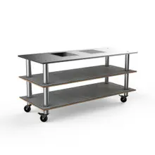 Mogogo - Modular 71" x 29.5" x 35" Grey Slate / Brushed Stainless Steel Pro Cooking Induction Station W/ Brushed Stainless Steel Top & Casters - MGCMLD01GSXW