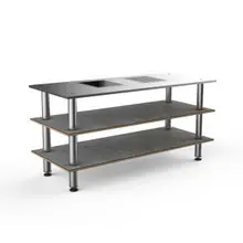 Mogogo - Modular 71" x 29.5" x 35" Grey Slate / Brushed Stainless Steel Pro Cooking Induction Station W/ Brushed Stainless Steel Top - MGCMLD01GSXF