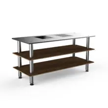 Mogogo - Modular 71" x 29.5" x 35" Mango Wood / Brushed Stainless Steel Pro Cooking Induction Station W/ Brushed Stainless Steel Top - MGCMLD01WSXF