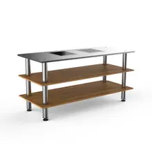 Mogogo - Modular 71" x 29.5" x 35" Bamboo / Brushed Stainless Steel Pro Cooking Induction Station W/ Brushed Stainless Steel Top - MGCMLD01BSXF