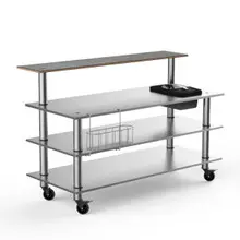 Mogogo - Modular 70.8" x 34.5" x 47" Grey Slate / Brushed Stainless Steel Pro Stainless Steel Bar Station W/ Ice Bin & Casters - MGCMLC06GSXW