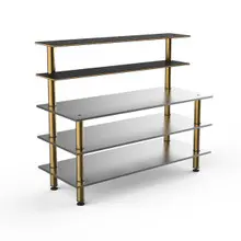 Mogogo - Modular 71" x 29" x 60" Black Marble / Brushed Brass Back Bar Stainless Steel Station - MGCMLC04MBXF