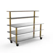 Mogogo - Modular 71" x 29" x 60" Grey Slate / Brushed Brass Back Bar Stainless Steel Station W/ Casters - MGCMLC04GBXW