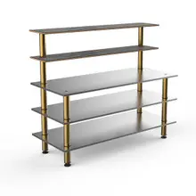 Mogogo - Modular 71" x 29" x 60" Grey Slate / Brushed Brass Back Bar Stainless Steel Station - MGCMLC04GBXF