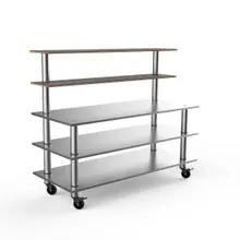 Mogogo - Modular 71" x 29" x 60" Grey Slate / Brushed Stainless Steel Back Bar Stainless Steel Station W/ Casters - MGCMLC04GSXW