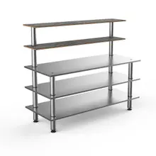 Mogogo - Modular 71" x 29" x 60" Grey Slate / Brushed Stainless Steel Back Bar Stainless Steel Station - MGCMLC04GSXF