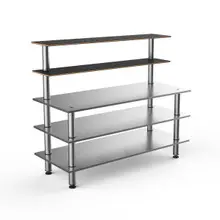 Mogogo - Modular 71" x 29" x 60" Black Marble / Brushed Stainless Steel Back Bar Stainless Steel Station - MGCMLC04MSXF