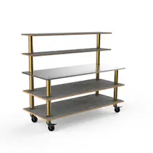Mogogo - Modular 71" x 29" x 60" Grey Slate / Brushed Brass Back Bar Station W/ Casters - MGCMLC02GBXW