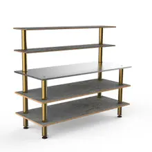 Mogogo - Modular 71" x 29" x 60" Grey Slate / Brushed Brass Back Bar Station - MGCMLC02GBXF