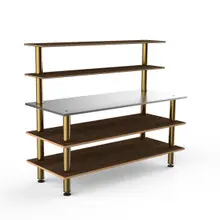 Mogogo - Modular 71" x 29" x 60" Mango Wood / Brushed Brass Back Bar Station - MGCMLC02WBXF