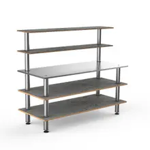 Mogogo - Modular 71" x 29" x 60" Grey Slate / Brushed Stainless Steel Back Bar Station - MGCMLC02GSXF