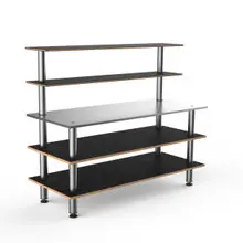 Mogogo - Modular 71" x 29" x 60" Black Marble / Brushed Stainless Steel Back Bar Station - MGCMLC02MSXF