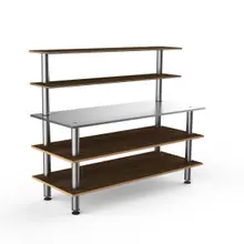 Mogogo - Modular 71" x 29" x 60" Bamboo / Brushed Stainless Steel Back Bar Station - MGCMLC02BSXF