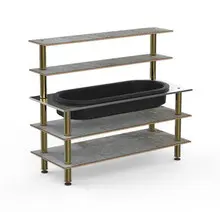 Mogogo - Modular 71" x 29.5" x 60" Grey Slate / Brushed Brass Pro Back Bar Station W/ Ice Well - MGCMLC01GBXF