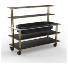 Mogogo - Modular 71" x 29.5" x 60" Black Marble / Brushed Brass Pro Back Bar Station W/ Ice Well - MGCMLC01MBXF