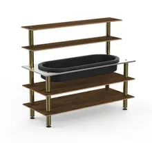 Mogogo - Modular 71" x 29.5" x 60" Mango Wood / Brushed Brass Pro Back Bar Station W/ Ice Well - MGCMLC01WBXF