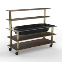 Mogogo - Modular 71" x 29.5" x 60" Bamboo / Brushed Brass Pro Back Bar Station W/ Ice Well & Casters - MGCMLC01BBXW