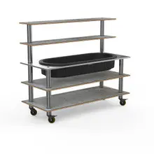 Mogogo - Modular 71" x 29.5" x 60" Grey Slate / Brushed Stainless Steel Pro Back Bar Station W/ Ice Well & Casters - MGCMLC01GSXW