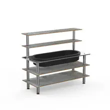 Mogogo - Modular 71" x 29.5" x 60" Grey Slate / Brushed Stainless Steel Pro Back Bar Station W/ Ice Well - MGCMLC01GSXF