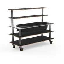 Mogogo - Modular 71" x 29.5" x 60" Black Marble / Brushed Stainless Steel Pro Back Bar Station W/ Ice Well & Casters - MGCMLC01MSXW