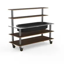 Mogogo - Modular 71" x 29.5" x 60" Bamboo / Brushed Stainless Steel Pro Back Bar Station W/ Ice Well & Casters - MGCMLC01BSXW