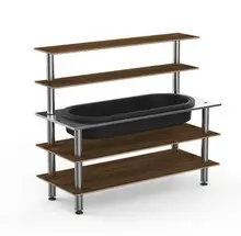 Mogogo - Modular 71" x 29.5" x 60" Bamboo / Brushed Stainless Steel Pro Back Bar Station W/ Ice Well - MGCMLC01BSXF