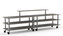 Mogogo - Modular 142" x 30" x 47" Bamboo / Brushed Stainless Steel Double Display Buffet W/ Casters - MGCMLB19BSXW