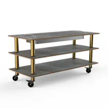 Mogogo - Modular 71" x 29.5" x 95.5" Grey Slate / Brushed Brass Heat Table W/ Casters - MGCMLD06GBXW