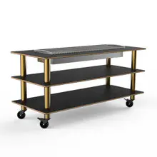 Mogogo - Modular 71" x 29.5" x 95.5" Black Marble / Brushed Brass Heat Table W/ Casters - MGCMLD06MBXW