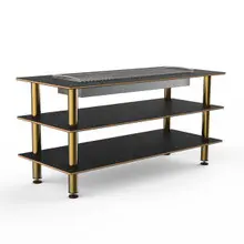 Mogogo - Modular 71" x 29.5" x 95.5" Black Marble / Brushed Brass Heat Table - MGCMLD06MBXF
