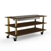 Mogogo - Modular 71" x 29.5" x 95.5" Mango Wood / Brushed Brass Heat Table W/ Casters - MGCMLD06WBXW