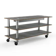 Mogogo - Modular 71" x 29.5" x 95.5" Grey Slate / Brushed Stainless Steel Heat Table W/ Casters - MGCMLD06GSXW
