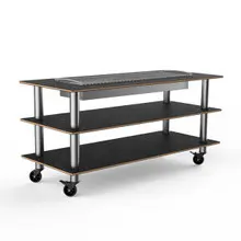 Mogogo - Modular 71" x 29.5" x 95.5" Black Marble / Brushed Stainless Steel Heat Table W/ Casters - MGCMLD06MSXW
