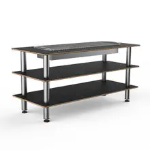 Mogogo - Modular 71" x 29.5" x 95.5" Black Marble / Brushed Stainless Steel Heat Table - MGCMLD06MSXF