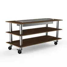 Mogogo - Modular 71" x 29.5" x 95.5" Mango Wood / Brushed Stainless Steel Heat Table W/ Casters - MGCMLD06WSXW