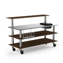 Mogogo - Modular 70.8" x 34.5" x 47" Bamboo / Brushed Stainless Steel Pro Bar Station W/ Stainless Steel Top, Ice Bin & Casters - MGCMLC05BSXW