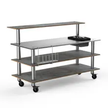 Mogogo - Modular 70.8" x 34.5" x 47" Grey Slate / Brushed Stainless Steel Pro Bar Station W/ Stainless Steel Top, Ice Bin & Casters - MGCMLC05GSXW