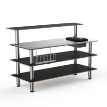 Mogogo - Modular 70.8" x 34.5" x 47" Black Marble / Brushed Stainless Steel Pro Bar Station W/ Stainless Steel Top & Ice Bin - MGCMLC05MSXF