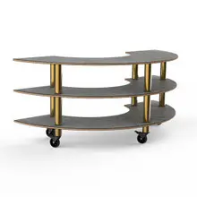 Mogogo - Modular 81.5" x 41" x 35" Grey Slate / Brushed Brass Creative Curved Unit W/ Casters - MGCMSX01GBXW