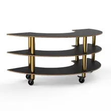 Mogogo - Modular 81.5" x 41" x 35" Black Marble / Brushed Brass Creative Curved Unit W/ Casters - MGCMSX01MBXW