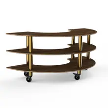 Mogogo - Modular 81.5" x 41" x 35" Mango Wood / Brushed Brass Creative Curved Unit W/ Casters - MGCMSX01WBXW