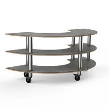 Mogogo - Modular 81.5" x 41" x 35" Grey Slate / Brushed Stainless Steel Creative Curved Unit W/ Casters - MGCMSX01GSXW